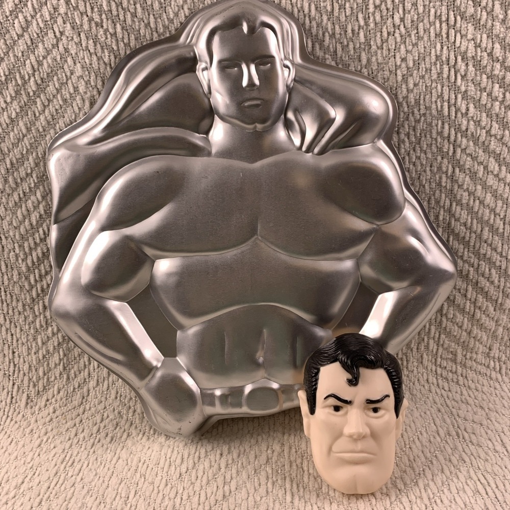 Vintage 1977 Wilton DC Comics Superman Super Hero Cake Pan Set W/ Face Topper